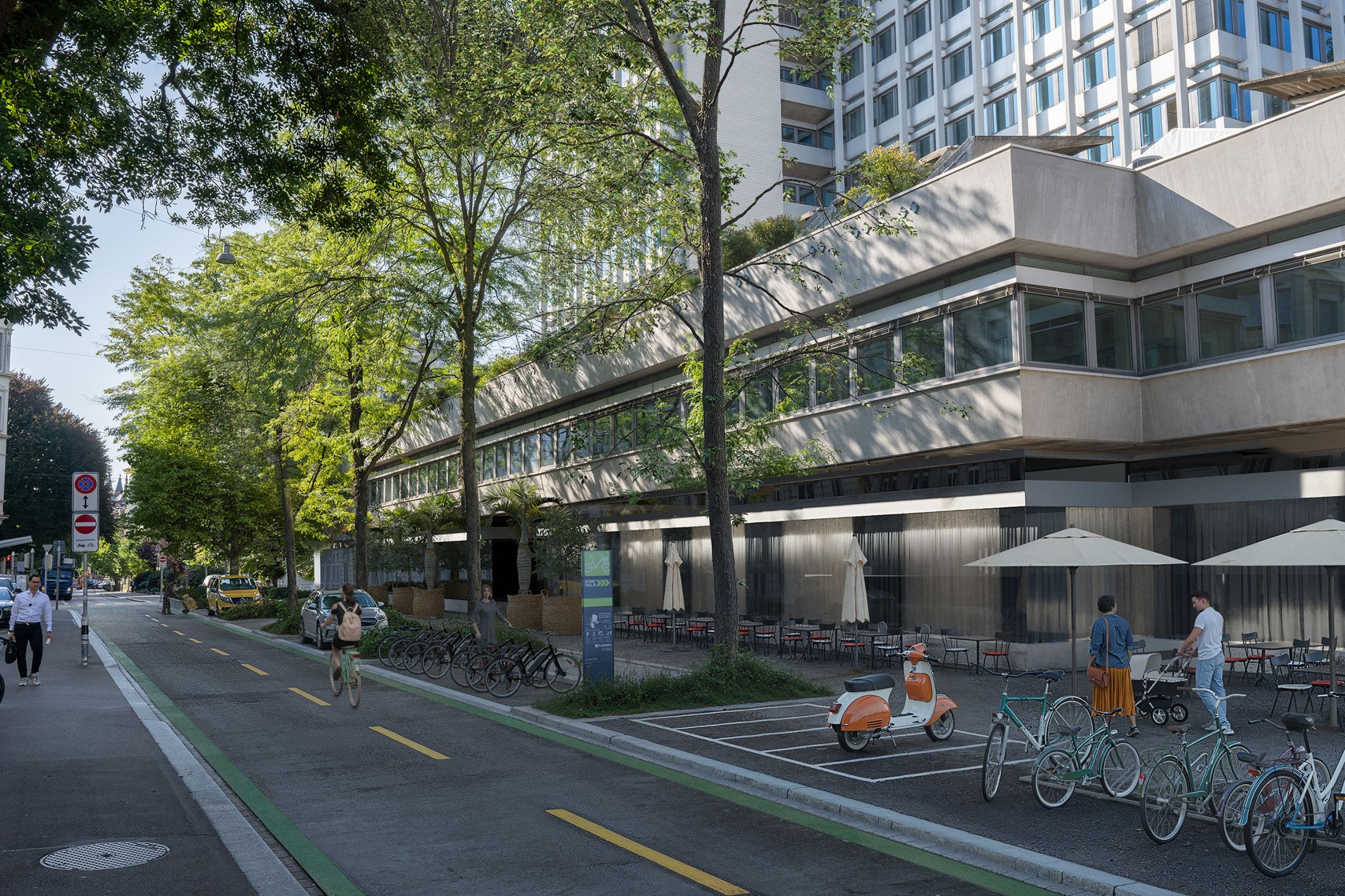 Visualisierung der Velovorzugsroute in der Tödistrasse