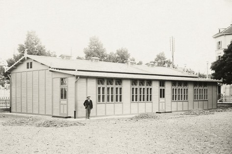 Archivaufnahme mit Blick auf den Pavillon beim Schulhaus Kanzlei.