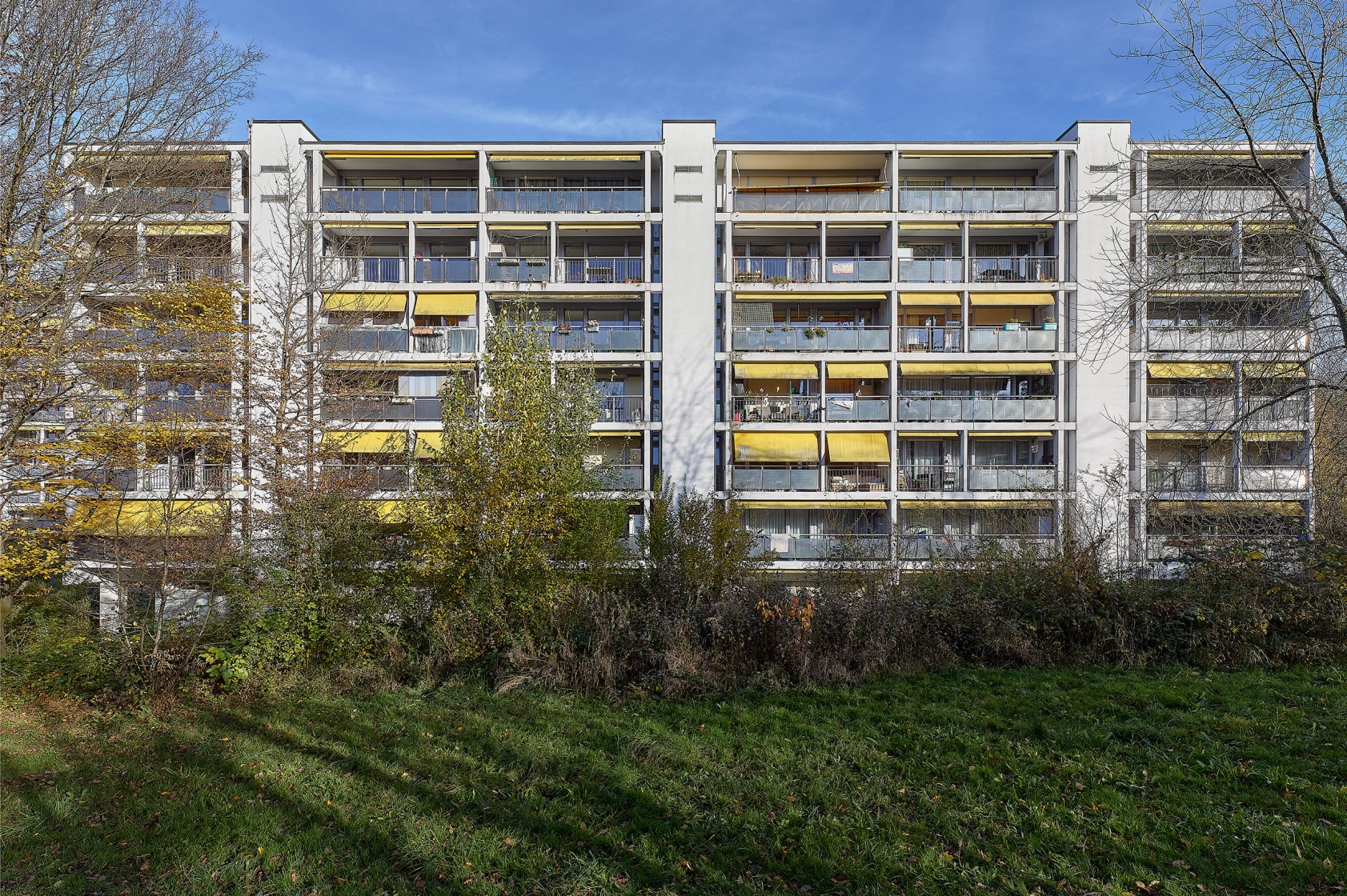 Das Foto wirft einen Blick auf die Fassade der Siedlung. (Bild: Rita Palanikumar)
