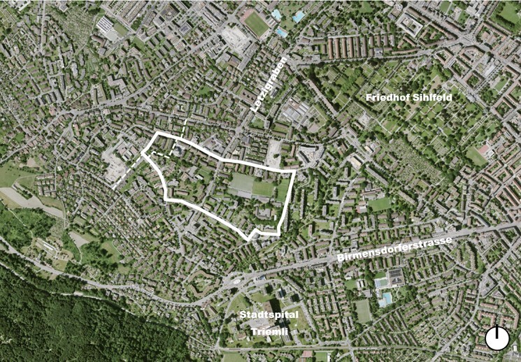 Das Bild zeigt den Perimeter der Entwicklungsplanung Langgrüt