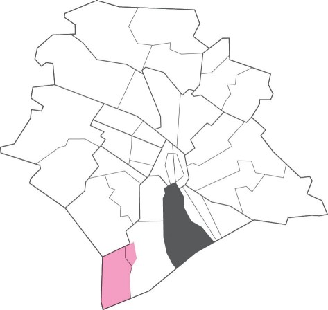 Grafik der Stadt Zürich mit den Quartieren Leimbach / Manegg pink eingefärbt