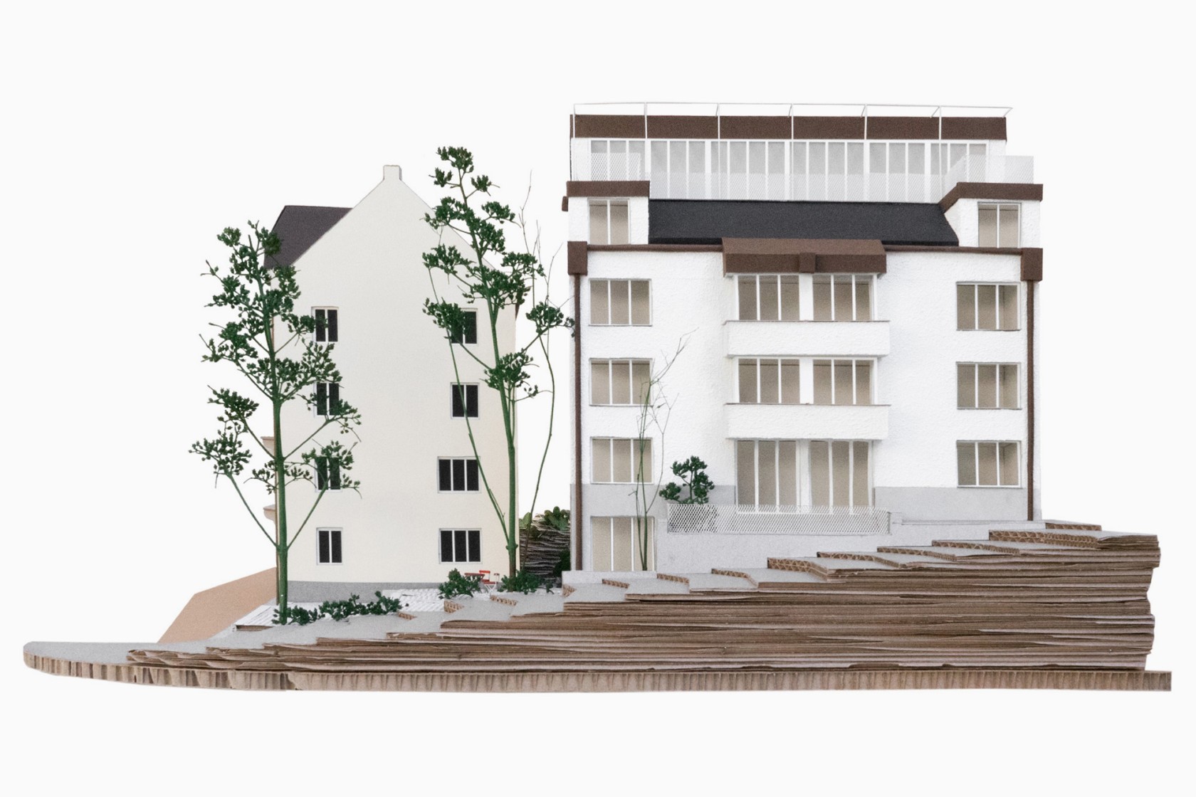 Gebautes Architekturmodell zum Wohnhaus Imfeldsteig.