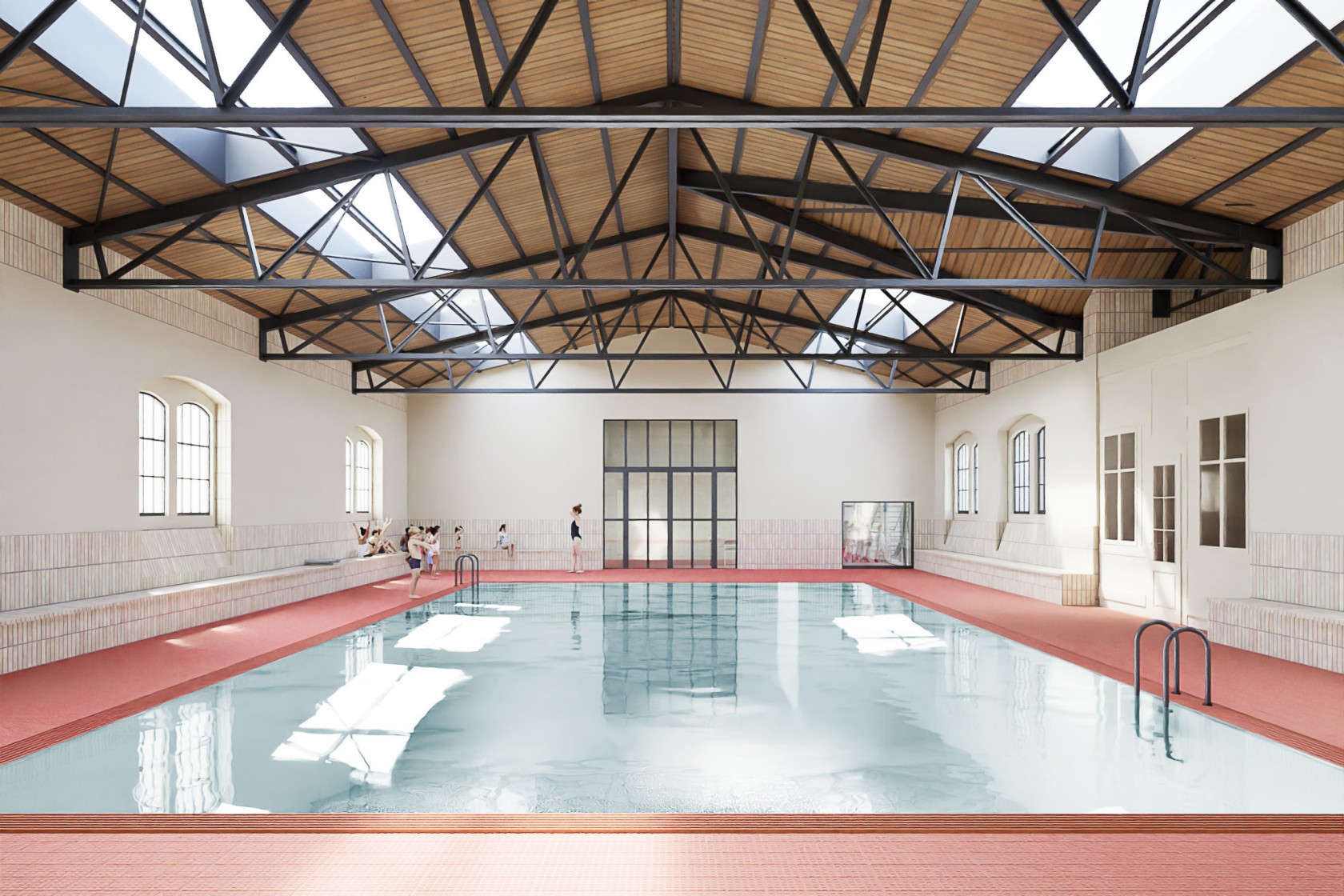 Die Visualisierung des geplanten Bauvorhabens zeigt die Schwimmhalle.