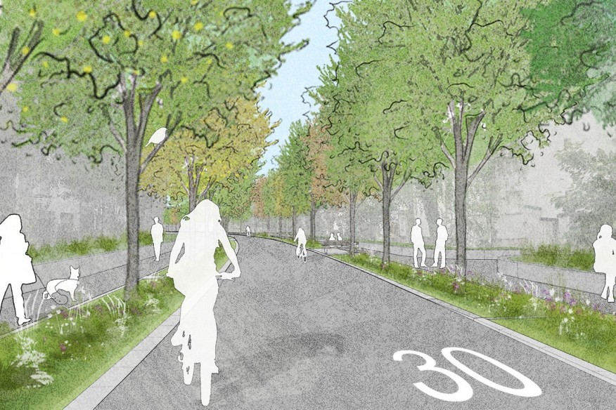 Zeichnung des Zustandes nachher, gezeichnet, ohne Autos