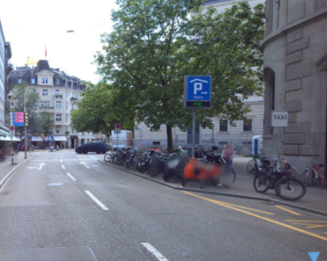 Falkenstrasse mit zwei Fahrspuren seewärts