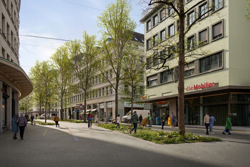 Die Löwenstrasse in Richtung Sihlporte nach der Umsetzung des Projekts