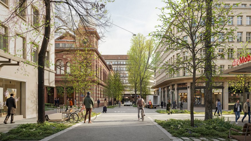 Blick aus der Nüschelerstrasse in Richtung Löwenstrasse  nach der Umsetzung des Projekts