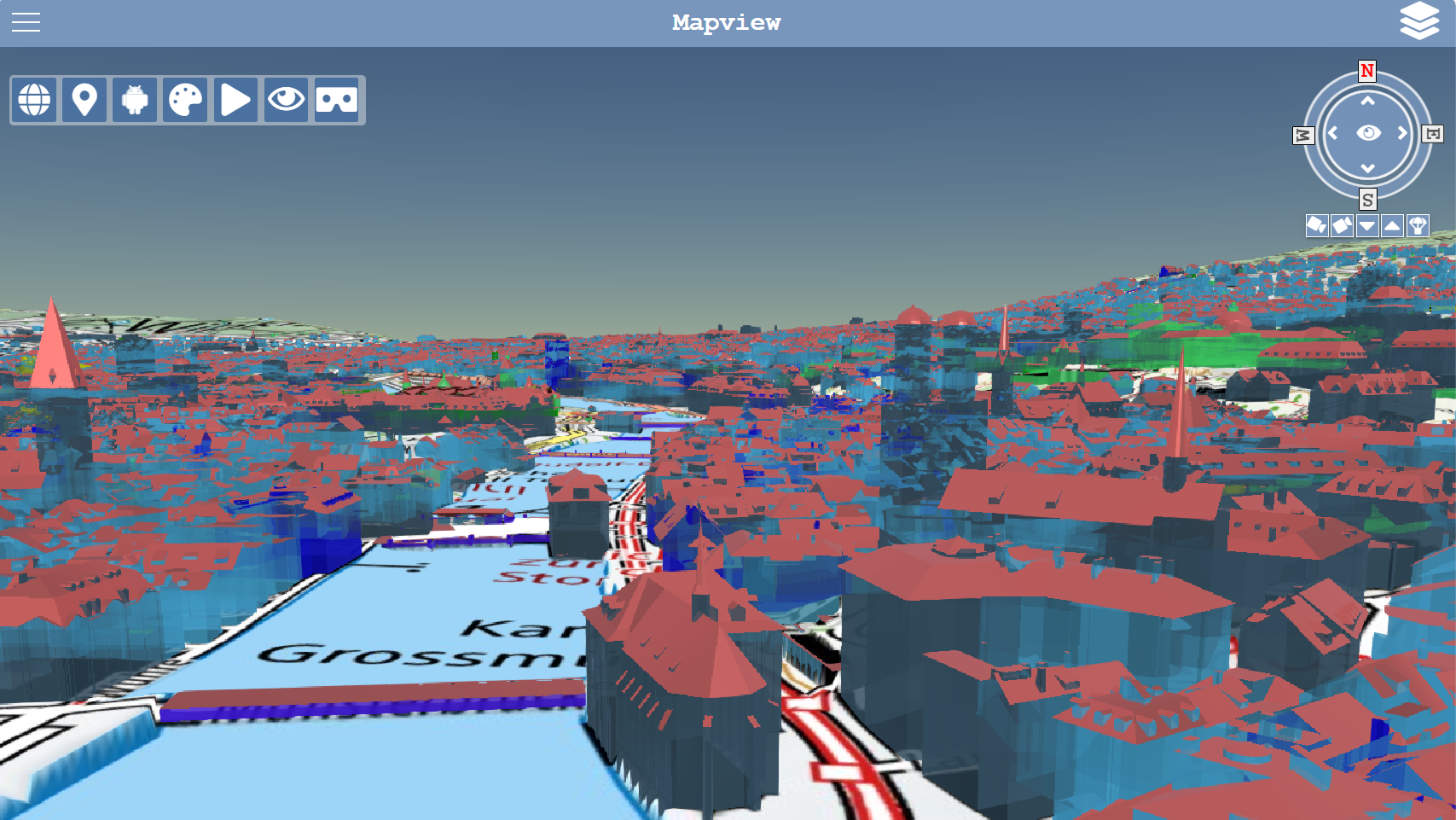 Screenshot der Zürich Map View