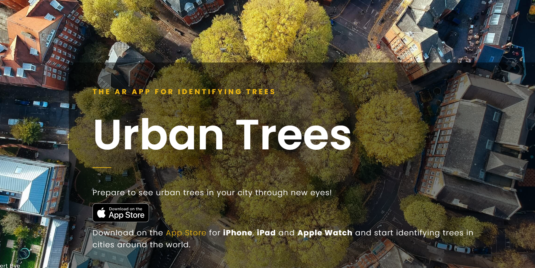Screenshot der Website "Urban Trees-App"