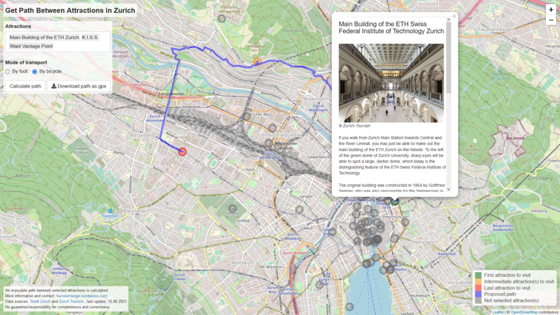 Attraktiver Weg für Sehenswürdigkeiten