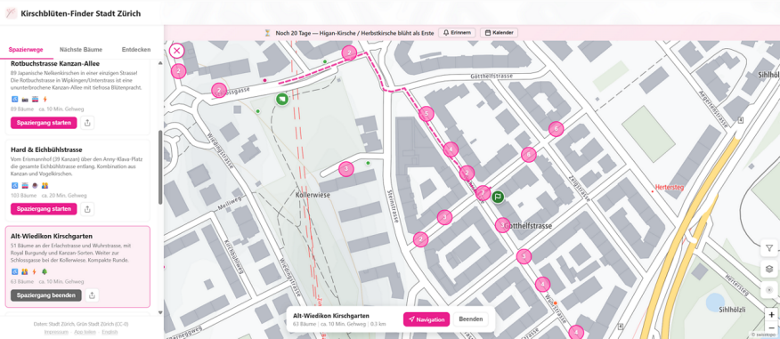 Spazierwege in Hanami Zürich