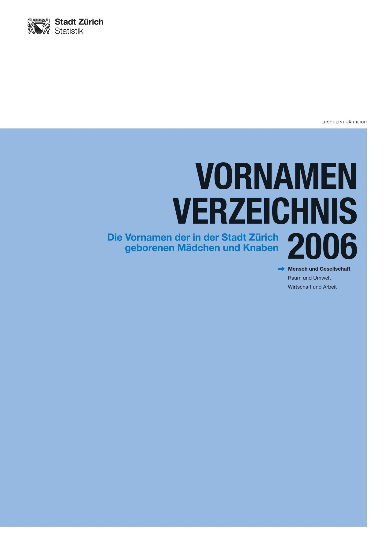 Deckblatt Vornamen-Verzeichnis 2006