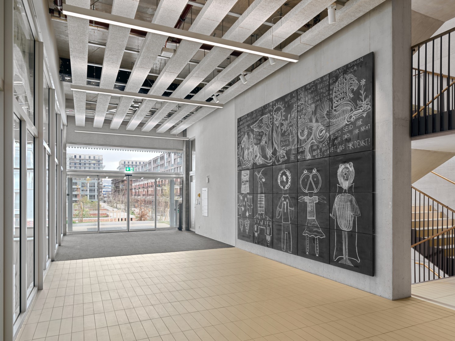 Cadavre exquis, Kreidezeichnungen auf Schiefertafeln