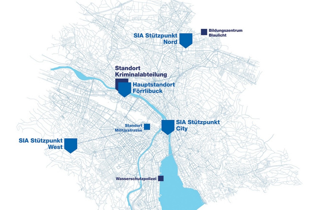Standorte der Stadtpolizei nach SRBS