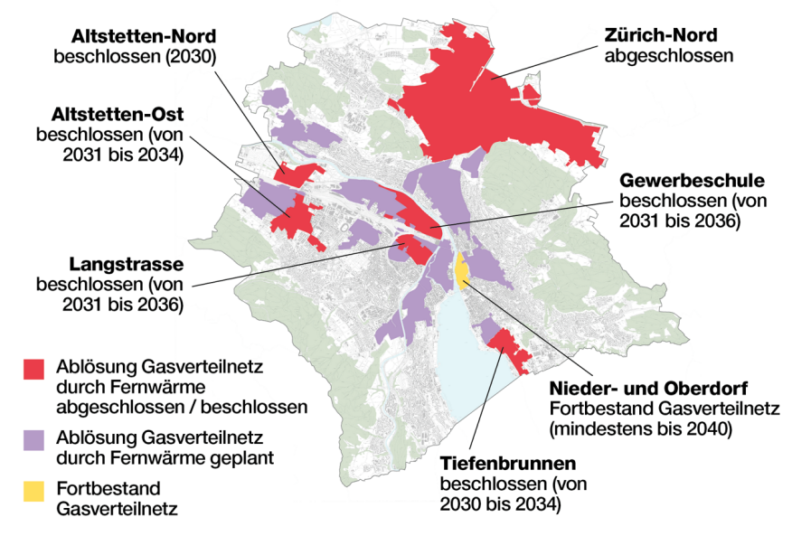 Karte mit einer Übersicht über die Ablösung des Gasnetzes