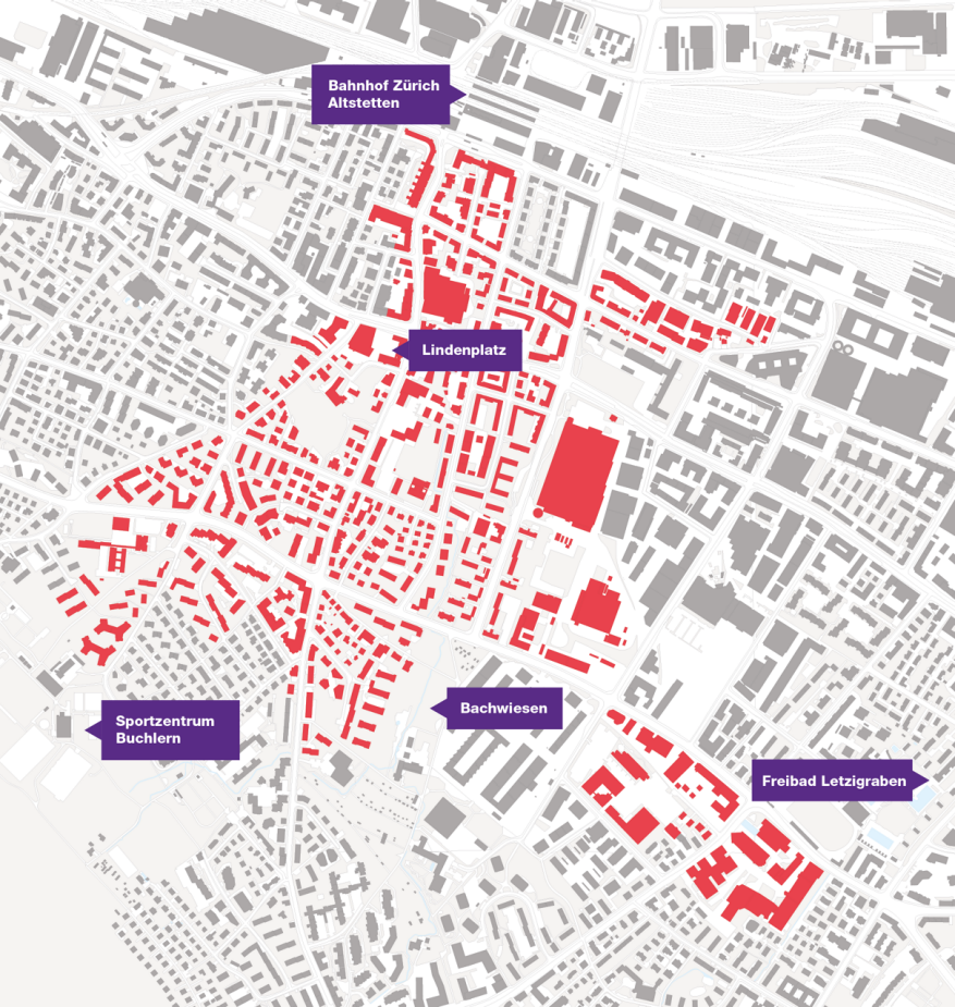 Karte Ablösung Gasverteilnetz Altstetten-Ost Perimeter Ablösung Gasverteilnetz Altstetten-Nord